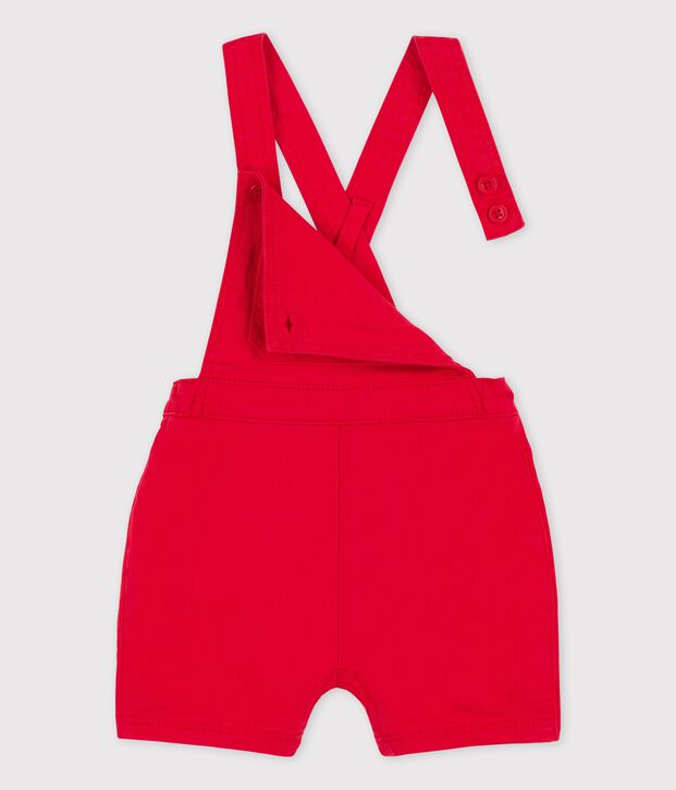 Kurze Baby-Latzhose aus gef&auml;rbtem Denim rot