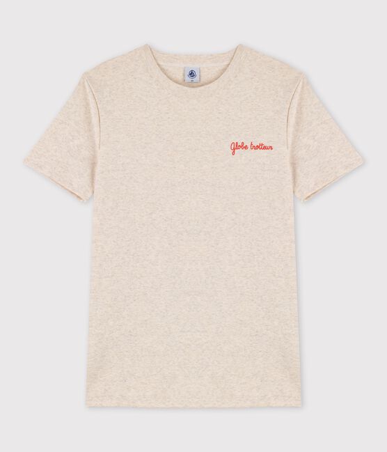 Baumwoll-T-Shirt mit Rundhalsausschnitt und Siebdruck für Damen beige MONTELIMAR CHINE