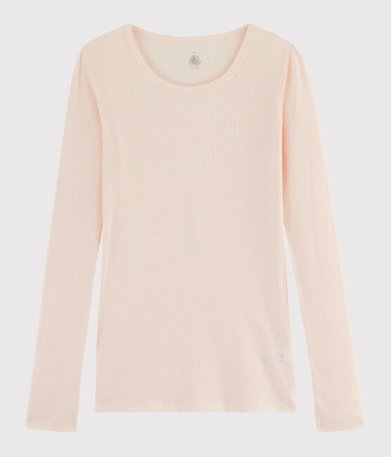 Damen-T-Shirt aus Wolle und Baumwolle rosa FLEUR