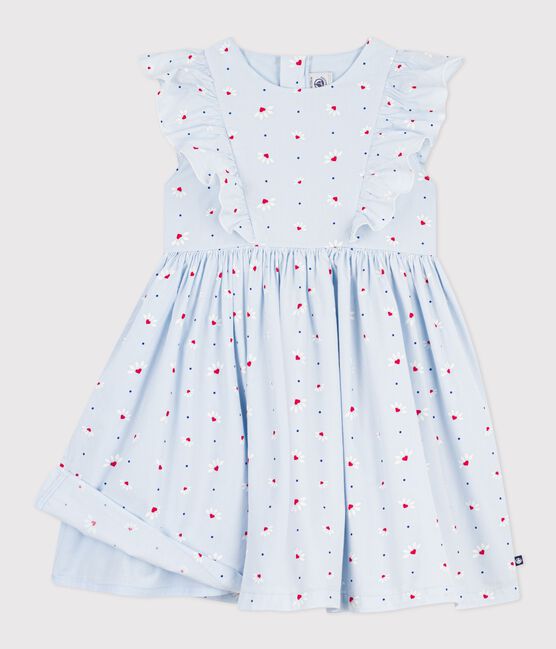 Ärmelloses Kinder-Kleid aus Baumwolle blau FRAICHEUR/weiss MULTICO