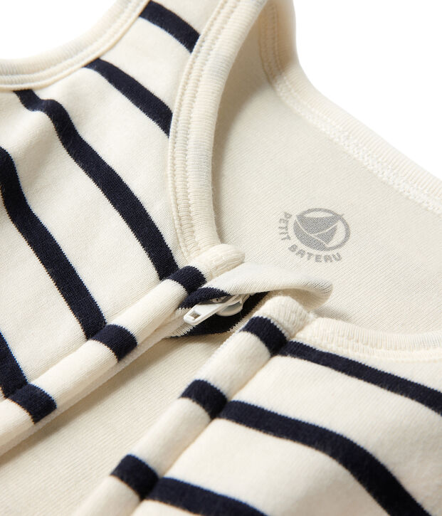 Gestreifter Baby-Schlafsack weiss/blau