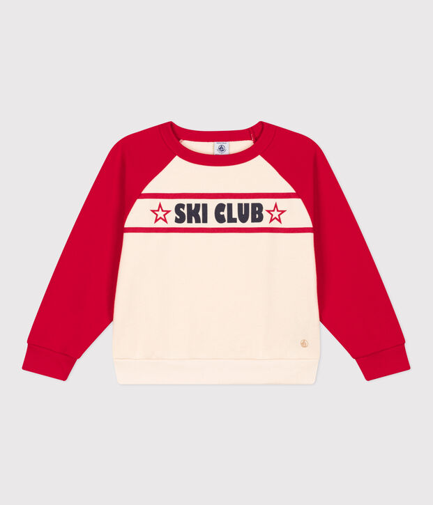 Sweatshirt aus Molton f&uuml;r Kinder/Jungen naturfarben/rot