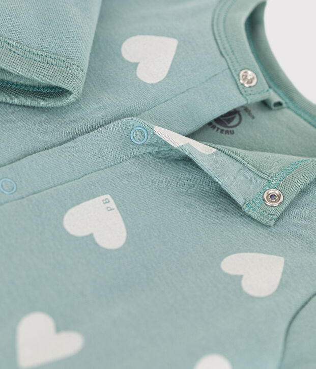 Langer wattierter Baby-Overall aus Baumwolle gr&uuml;n/naturfarben