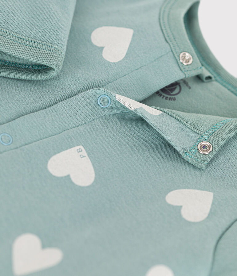 Langer wattierter Baby-Overall aus Baumwolle gr&uuml;n/naturfarben