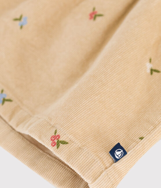 Baby-Kleid aus Fein-Cord mit Blumenstickerei beige CAJOU/ MULTICO