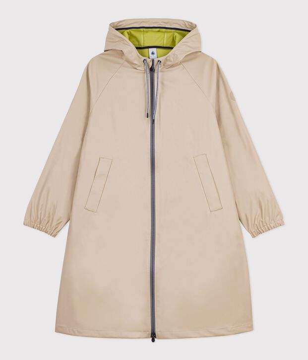 Lange Damen-Regenjacke mit zwei Farben beige