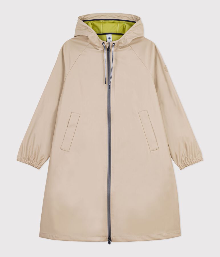 Lange Damen-Regenjacke mit zwei Farben beige
