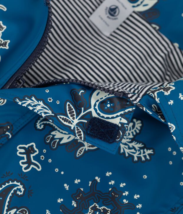 KLASSISCHE KINDER-REGENJACKE AUS RECYCELTEM MATERIAL blau/vielfarbig