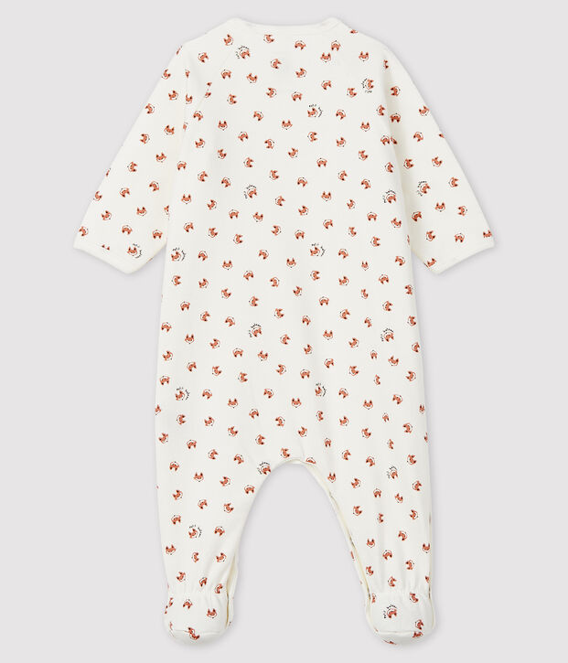 Baby-Strampler aus Molton mit Fuchsmotiv weiss/vielfarbig