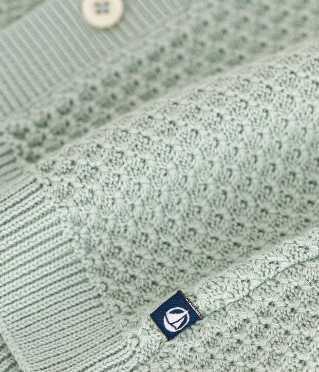 Baby-Cardigan aus Baumwollstrick gr&uuml;n