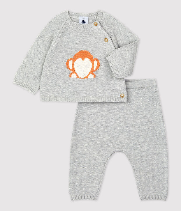 Baby-Zweiteiler aus Bio-Jacquardstrick BELUGA CHINE