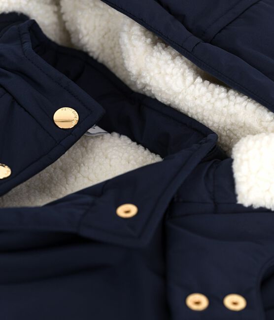 Kinder-Parka halblang und einfarbig blau SMOKING
