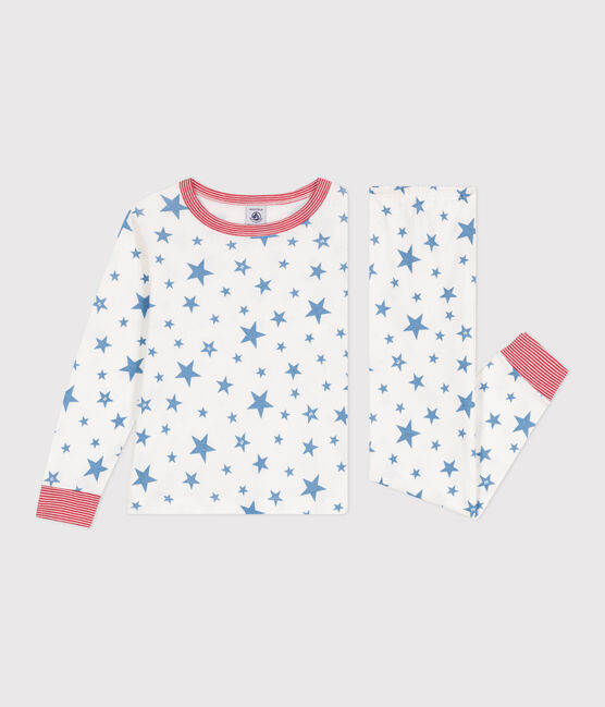 Kinder-Pyjama aus Baumwolle mit Sternen-Motiv weiss MARSHMALLOW/blau ALASKA
