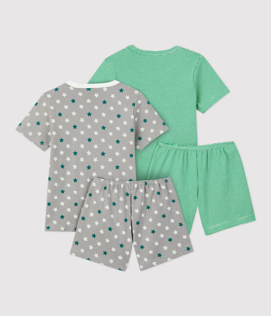 2er-Set Kinder-Kurzpyjamas aus Baumwolle mit Sternen/Ringelstreifen für Jungen variante 1