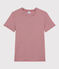 Klassisches Damen-T-Shirt mit Rundhalsausschnitt aus gestreifter Baumwolle rot SANGRIA/ MARSHMALLOW