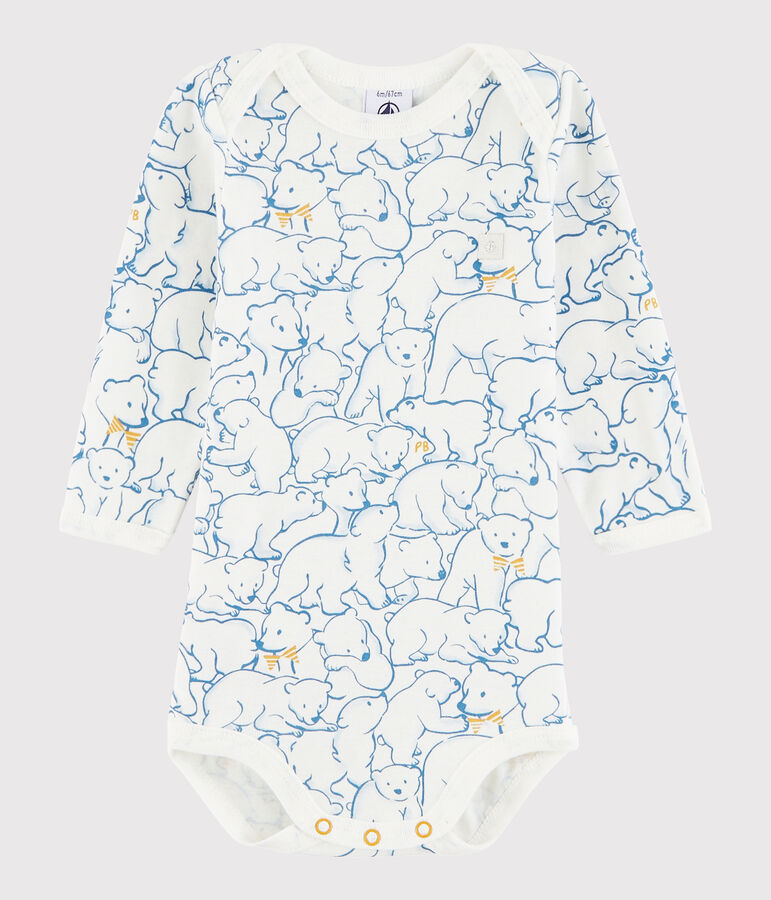 Lang&auml;rmeliger Baby-Body M&auml;dchen/Jungen blau/weiss