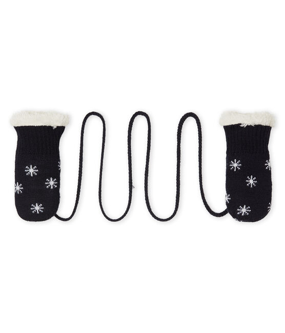 Baby-Fäustlinge für Jungen mit Sherpa-Futter blau SMOKING/weiss MARSHMALLOW