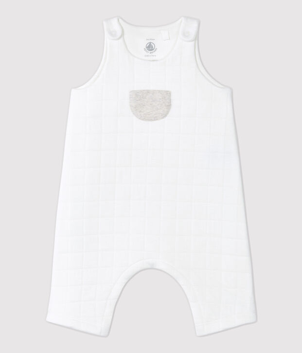 Baby-Latzhose aus gesteppter Bio-Baumwolle weiss