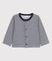 Baby-Cardigan aus dickem Jersey mit Ringelstreifen blau SMOKING/weiss MARSHMALLOW