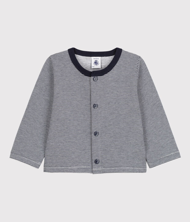 Baby-Cardigan aus dickem Jersey mit Ringelstreifen blau/weiss