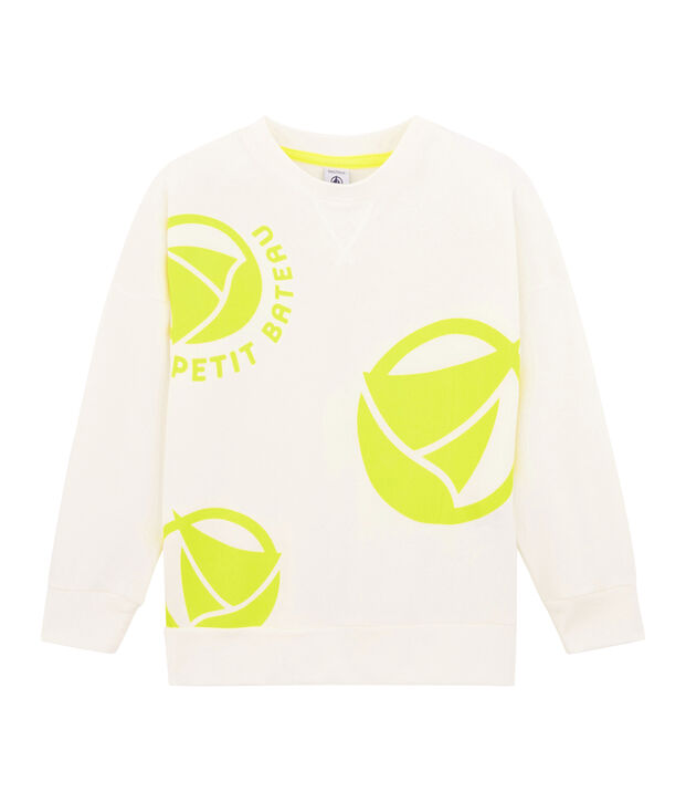 Kinder-Sweatshirt f&uuml;r Jungen - M&auml;dchen weiss/gelb