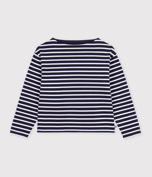 Lang&auml;rmeliges Damen-Streifenshirt Marini&egrave;re aus Baumwolle blau/weiss