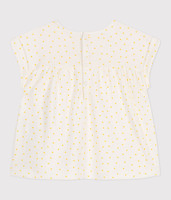 Kurzärmelige Baby-Bluse aus Baumwolle mit kleinen Herzen weiss MARSHMALLOW/ ORGE