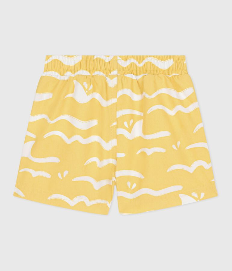 Baby-Badeshorts mit Haimotiven gelb/weiss