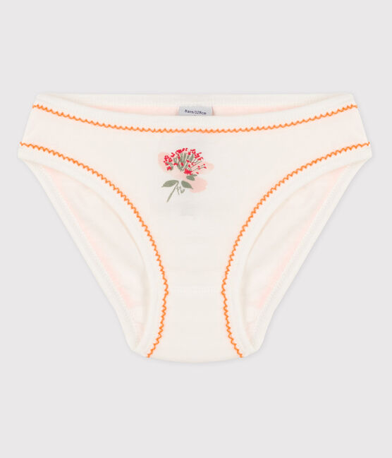 Baumwoll-Slips für Mädchen weiss MARSHMALLOW/ ORANGE