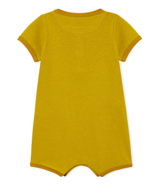 Baby-kurzoverall jungen aus baumwolle/leinen grün BAMBOO