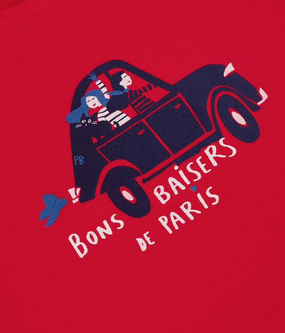 Kurzärmeliges T-Shirt aus Bio-Baumwolle für Mädchen rot PEPS