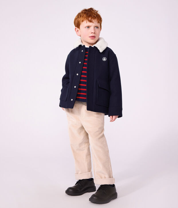 Kinderjacke im Caban-Stil aus einfarbiger Schurwolle SMOKING