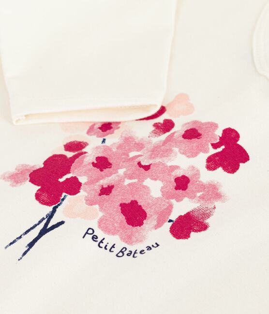 Langärmeliges Baby-T-Shirt aus Baumwolle mit Katzenmotiv naturfarben MILK