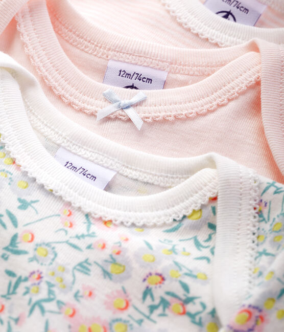 3er-Set kurzärmelige Baby-Bodys pastellfarben für Mädchen variante 1