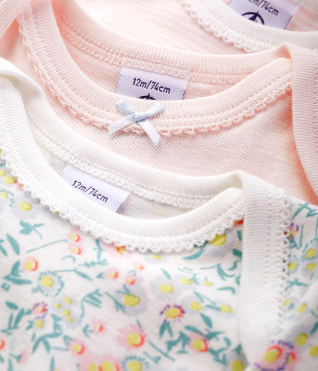 3er-Set kurz&auml;rmelige Baby-Bodys pastellfarben f&uuml;r M&auml;dchen vielfarbig