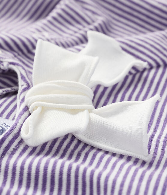 Kurzärmelige Baby-Bluse für Mädchen violett REAL/weiss MARSHMALLOW