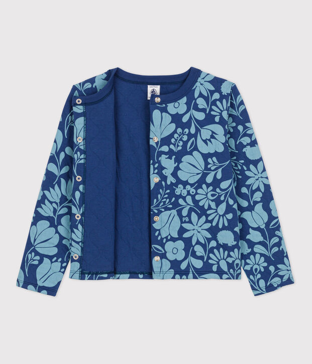 Bedruckter Kinder-Cardigan aus gestepptem Doppeljersey f&uuml;r M&auml;dchen blau/blau