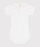 Baby-Body mit besticktem Kragen aus einfarbiger Baumwolle weiss MARSHMALLOW