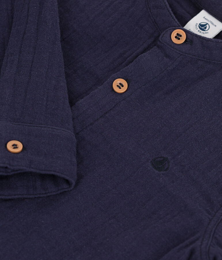 Kinderhemd aus Musselinstoff f&uuml;r Jungen blau