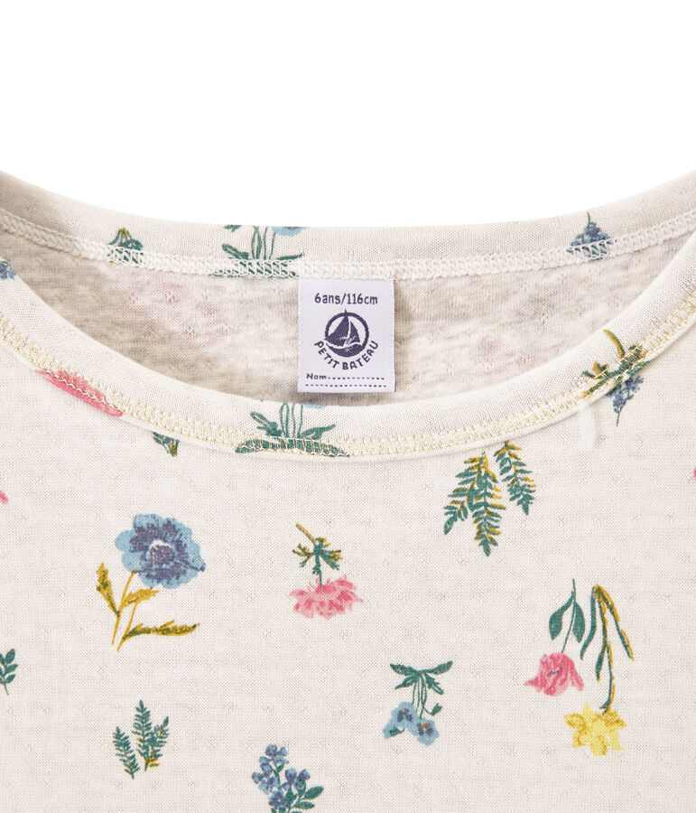 Bedrucktes M&auml;dchen-T-Shirt aus gedoppelten Jersey weiss/vielfarbig