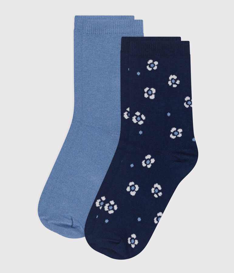 2er-Set Kinder-Kniestr&uuml;mpfe aus Baumwolle mit Blumenmotiv f&uuml;r M&auml;dchen vielfarbig