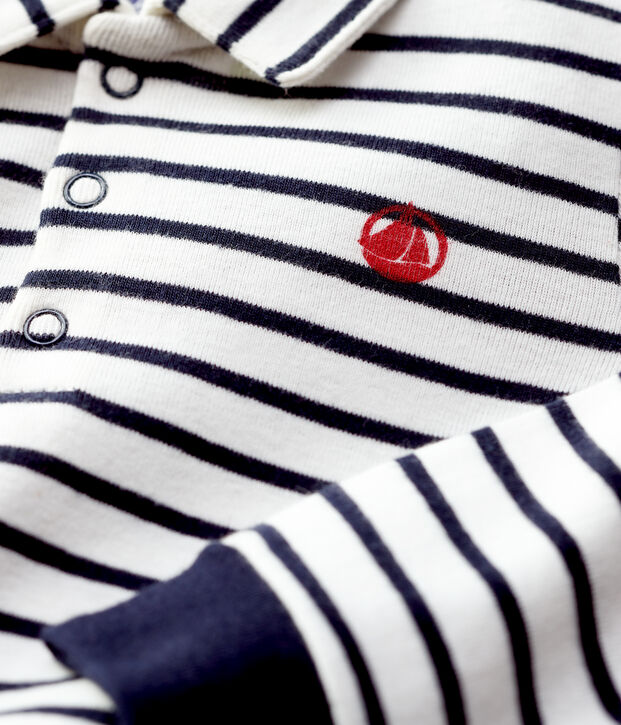 Baby-Poloshirt aus Baumwolle. weiss/blau