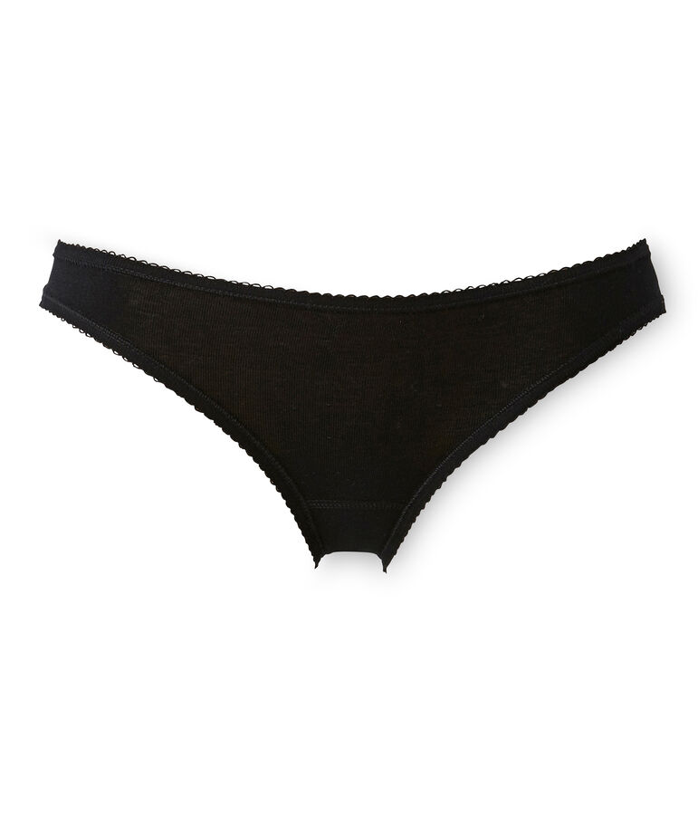 Baumwoll-Slip f&uuml;r Damen schwarz NOIR