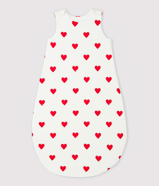 Babyschlafsack aus Baumwolle mit Herzmotiv TOG-Wert 2 weiss MARSHMALLOW/rot TERKUIT
