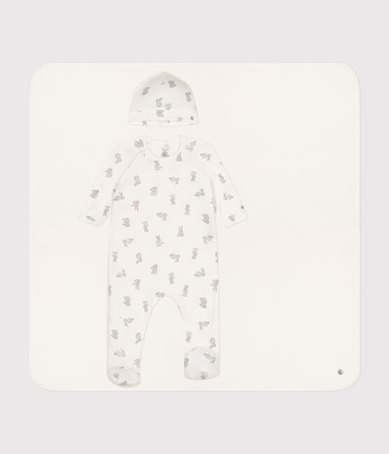 3-teiliges Baby-Set aus Baumwolle weiss MARSHMALLOW/grau GRIS