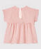 Kurzärmelige Baby-Bluse aus gestreiftem, gedoppeltem Jersey für Mädchen rosa FLEUR/rosa COPPER