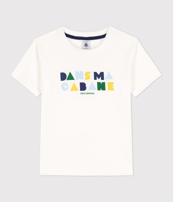 Kurzärmeliges Kinder-T-Shirt aus Baumwolle für Jungen weiss MARSHMALLOW