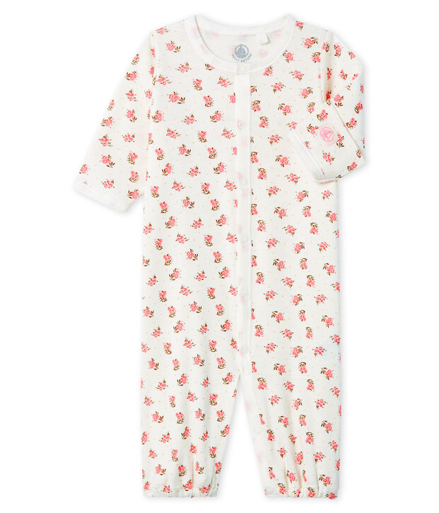 Kombi-Overall aus Rippstrick f&uuml;r Babys weiss/rosa/vielfarbig