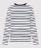 T-Shirt L’ICONIQUE aus Baumwolle mit rundem Ausschnitt für Damen weiss MARSHMALLOW/blau SMOKING