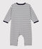 Baby-Langoverall aus dickem Jersey im Streifenlook weiss MARSHMALLOW/blau SMOKING